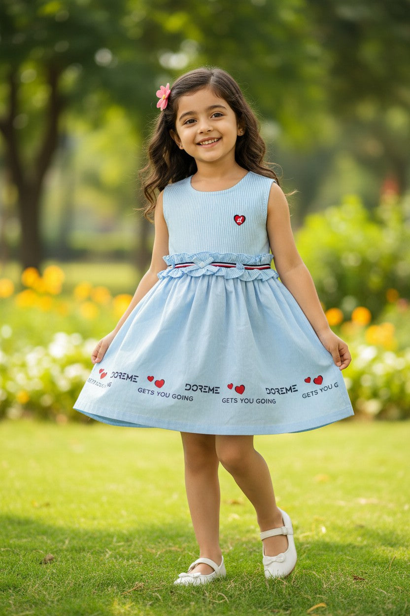Doreme Infant Girls Striped Heart Summer Dress Blue - 20651