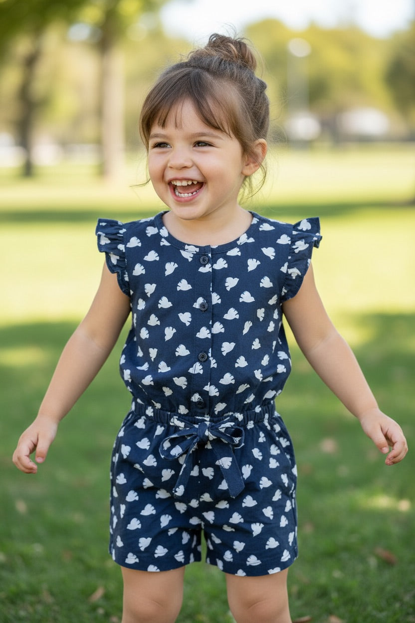 Doreme Girls Dove Polka Dot Flutter Jumpsuit