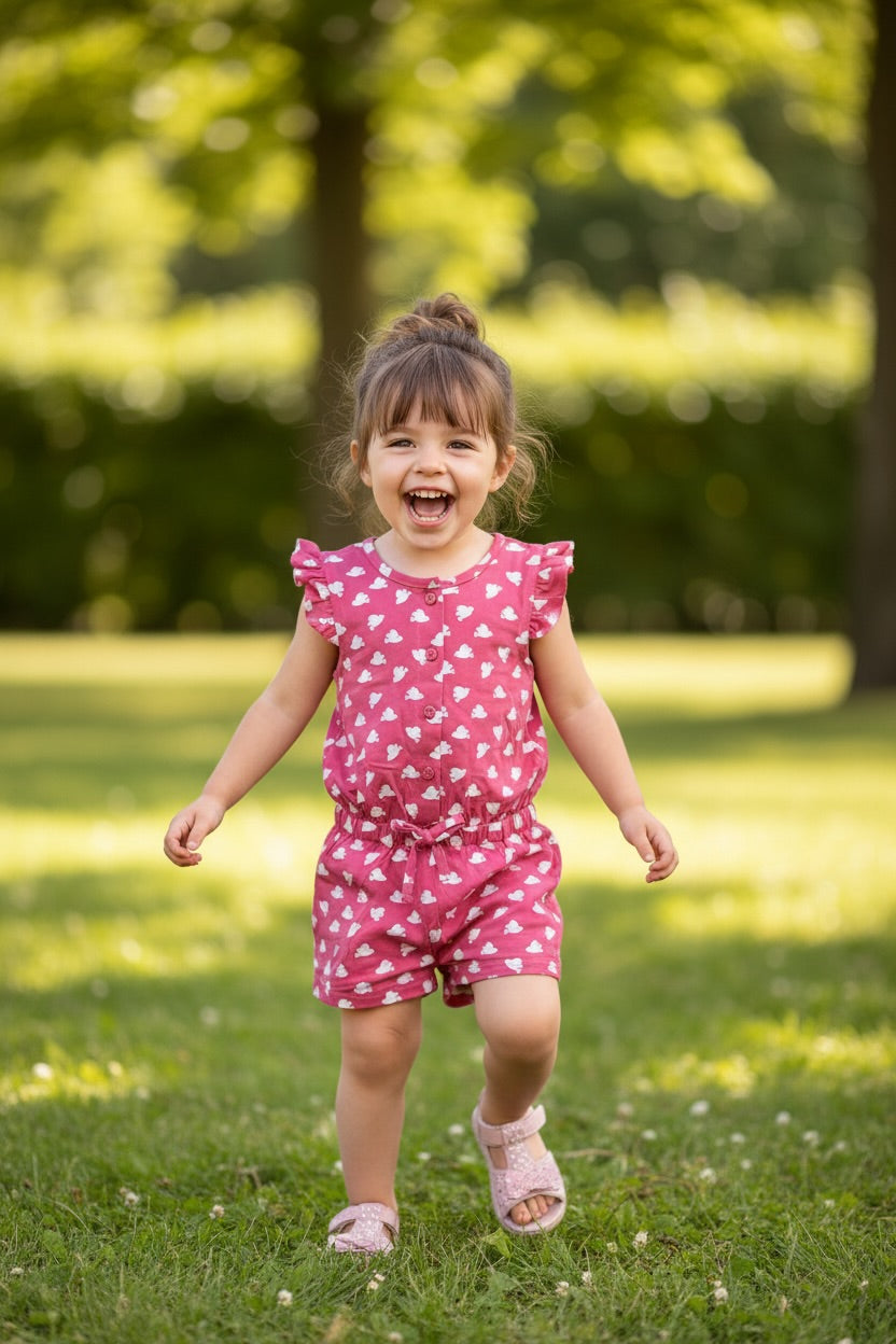 Doreme Girls Dove Polka Dot Flutter Jumpsuit