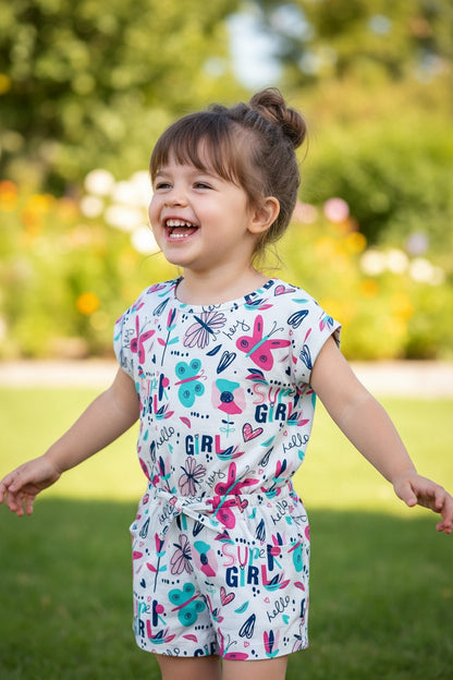 Doreme Girls Floral Print Cap Sleeve Jumpsuit