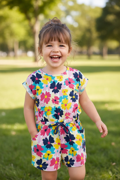 Doreme Girls Floral Print Cap Sleeve Jumpsuit