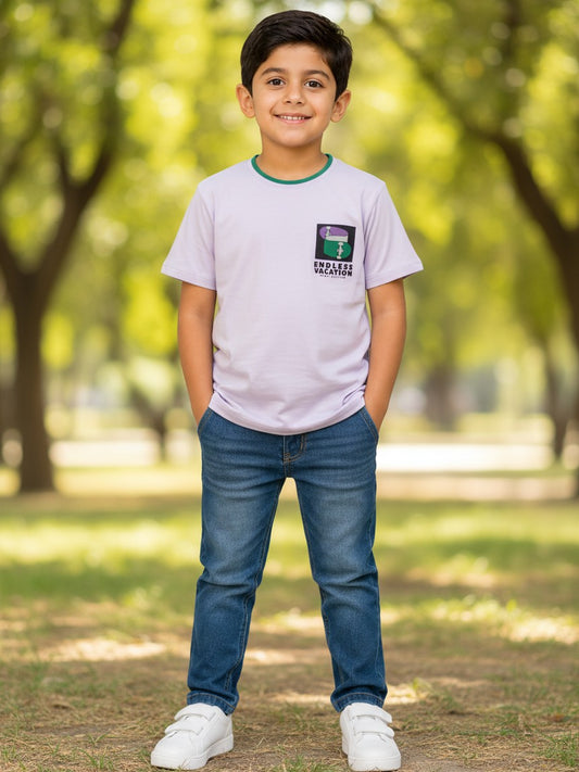 Doreme boys pastel chest print T-shirt in mauve