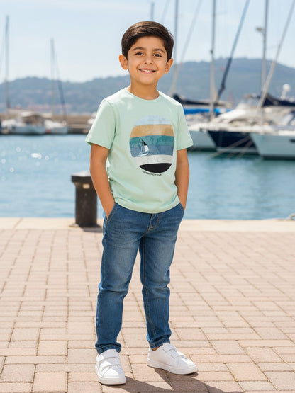 Doreme boys pastel chest print T-shirt in pistachio