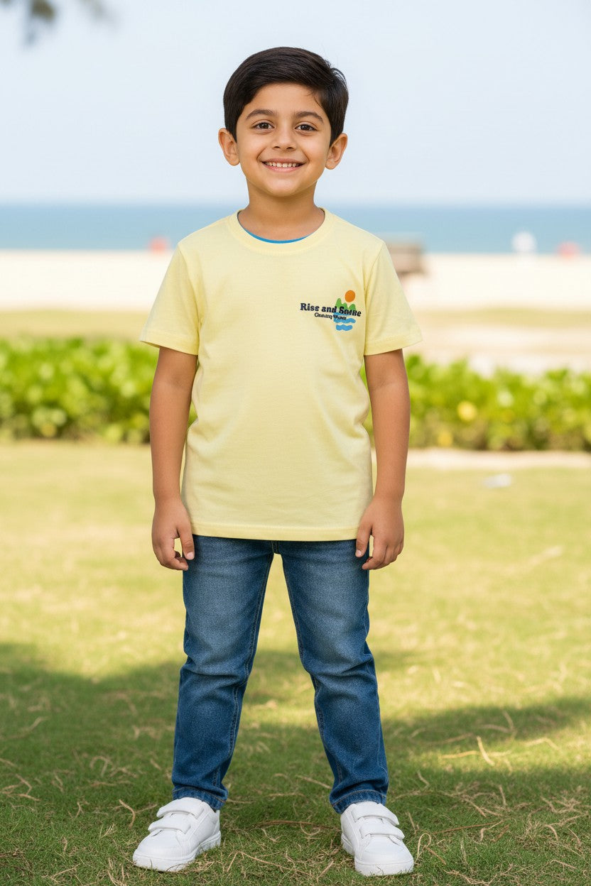 Doreme boys pastel chest print T-shirt in yellow