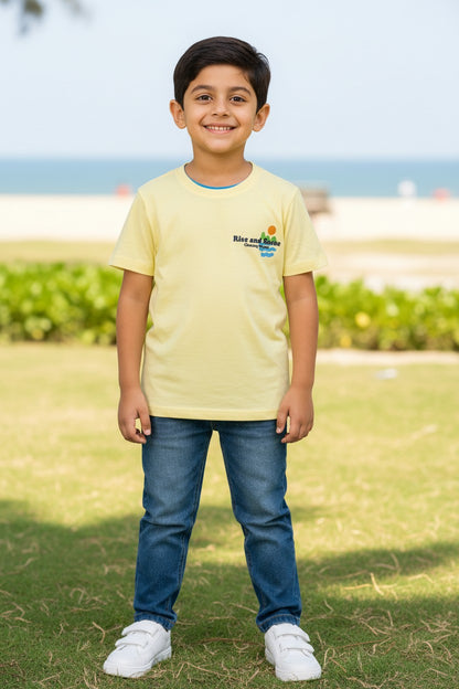 Doreme boys pastel chest print T-shirt in yellow