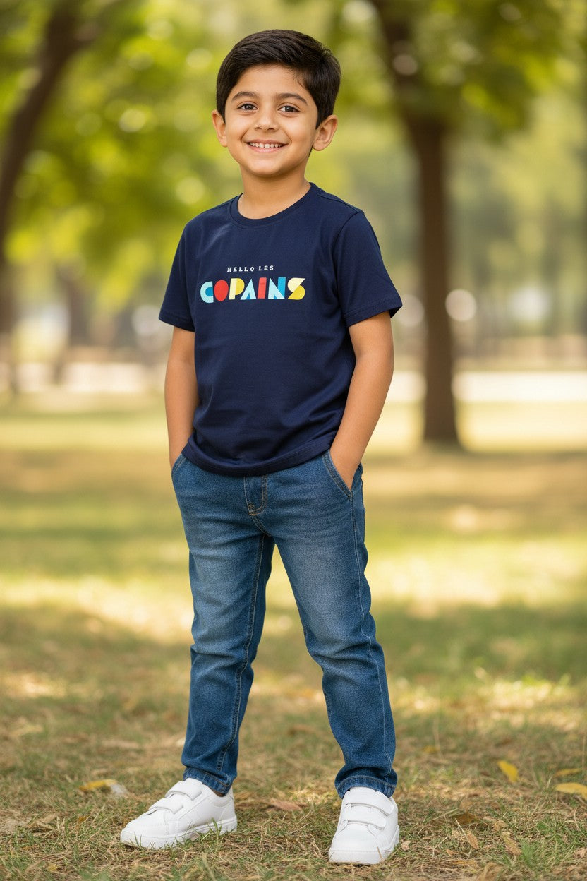 Doreme boys Wild World animal print T-shirt in blue