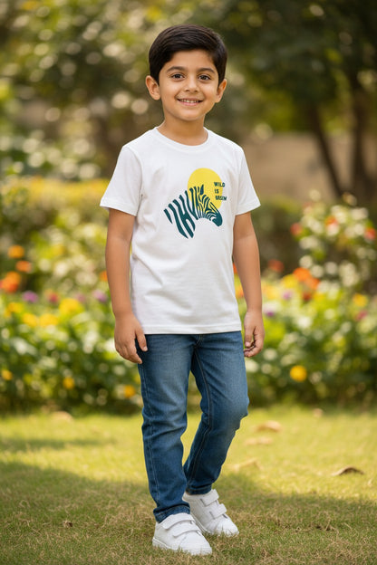 Doreme boys zebra print T-shirt in white