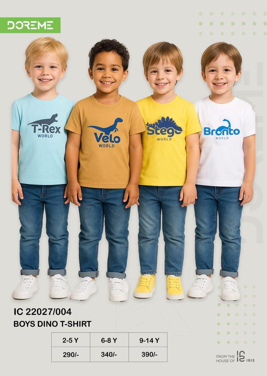 Doreme design 22027004 boys dino T-shirt brand catalogue sheet