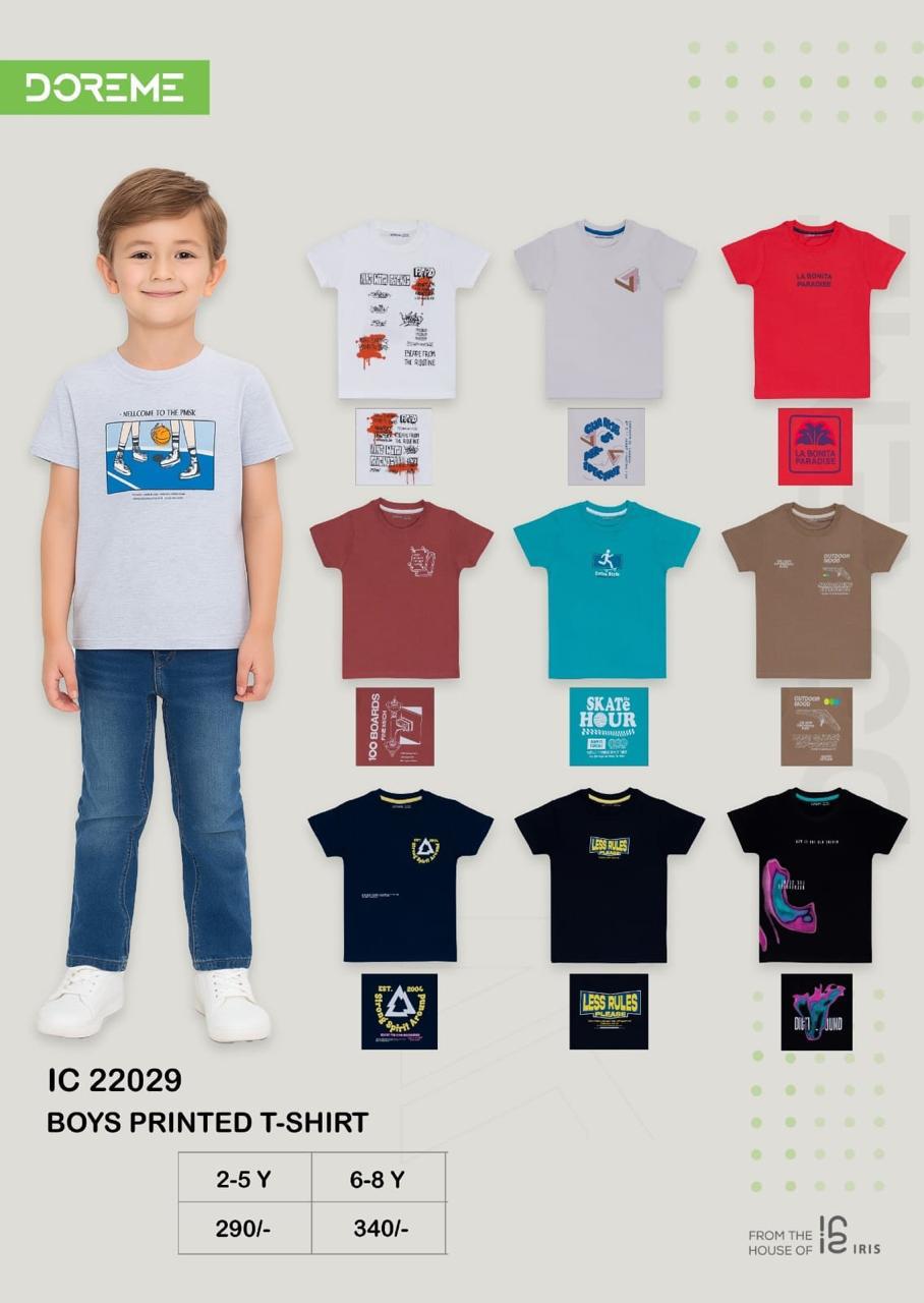 Doreme design 22029 boys printed T-shirt brand catalogue sheet