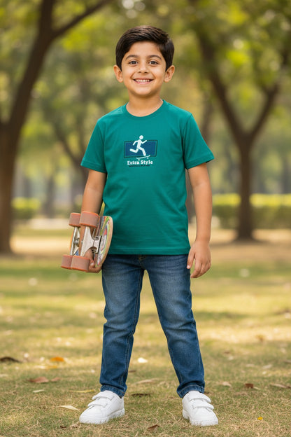 Doreme boys printed half sleeve T-shirt in green