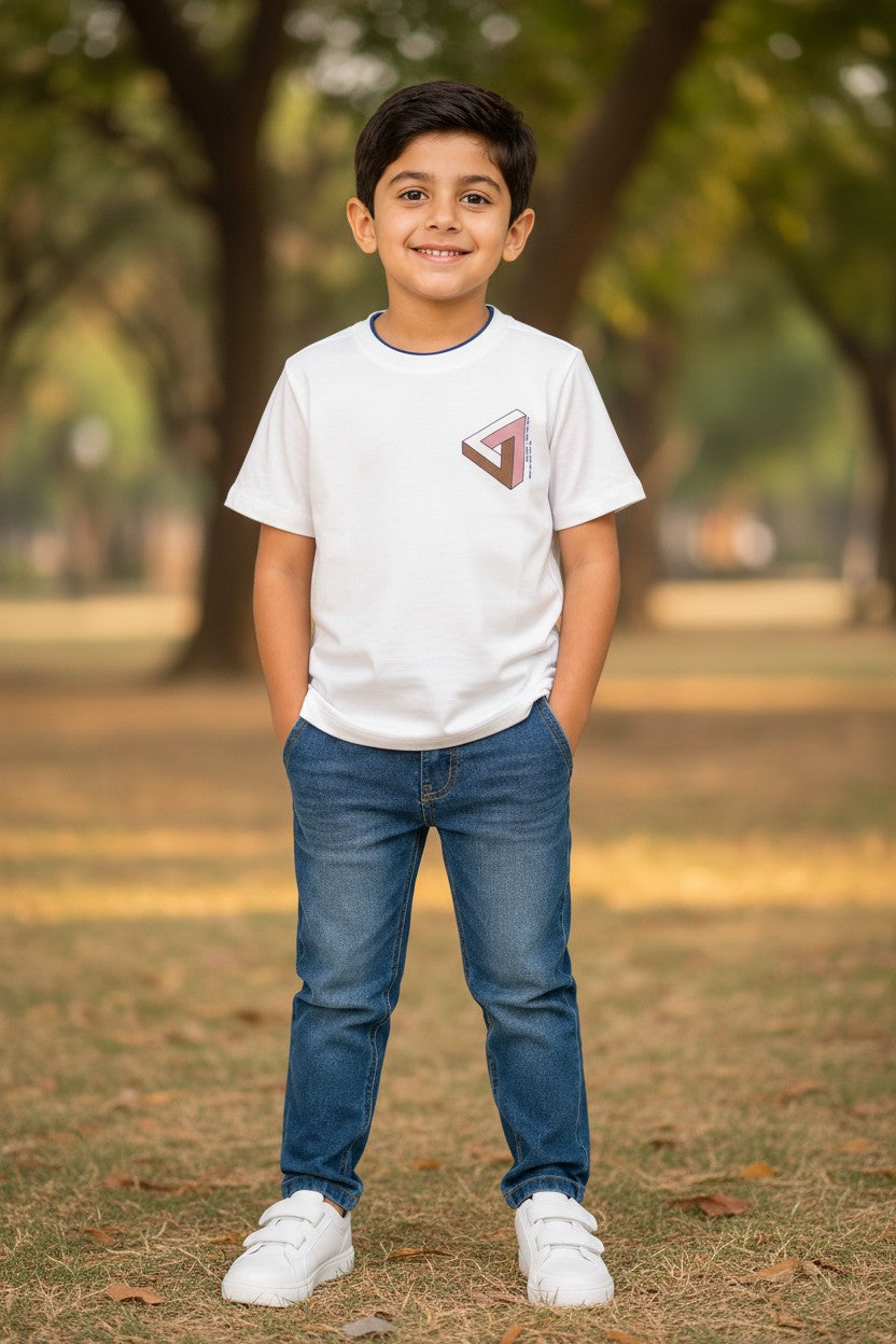 Doreme boys printed half sleeve T-shirt in smoke