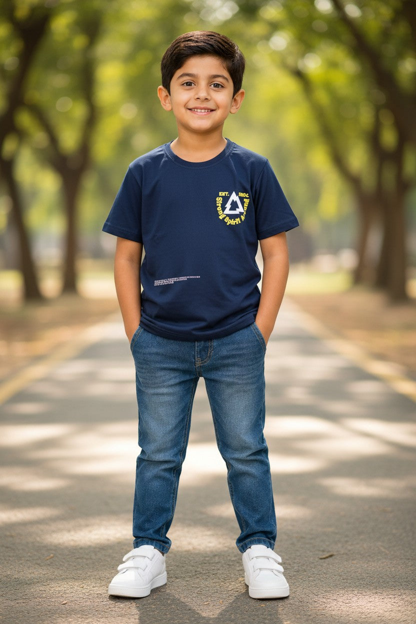 Doreme boys printed half sleeve T-shirt in spirit blue