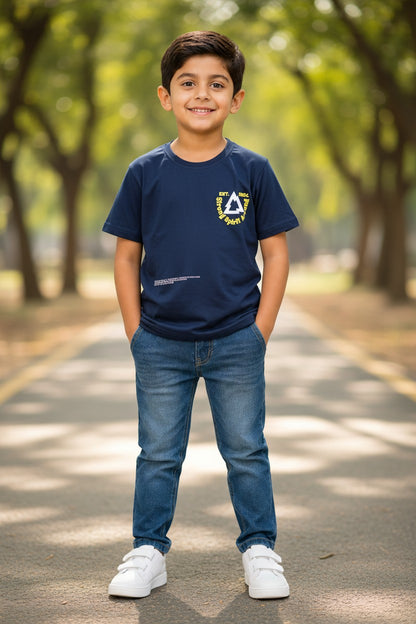 Doreme boys printed half sleeve T-shirt in spirit blue