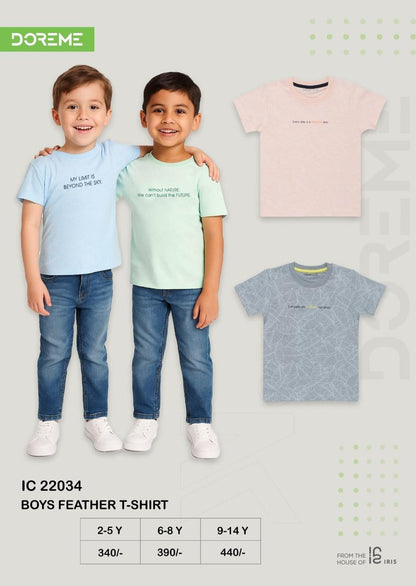 Doreme design 22034 boys feather T-shirt brand catalogue sheet
