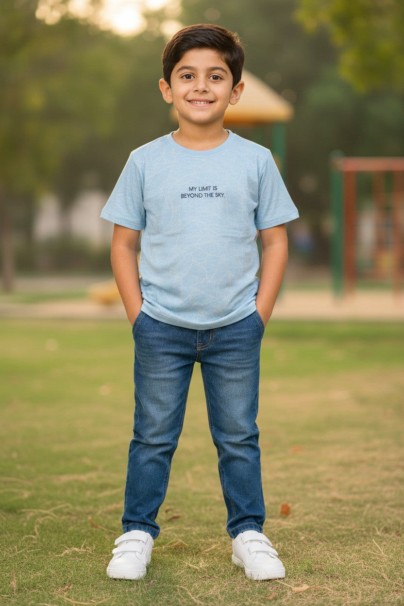Doreme boys feather T-shirt in blue