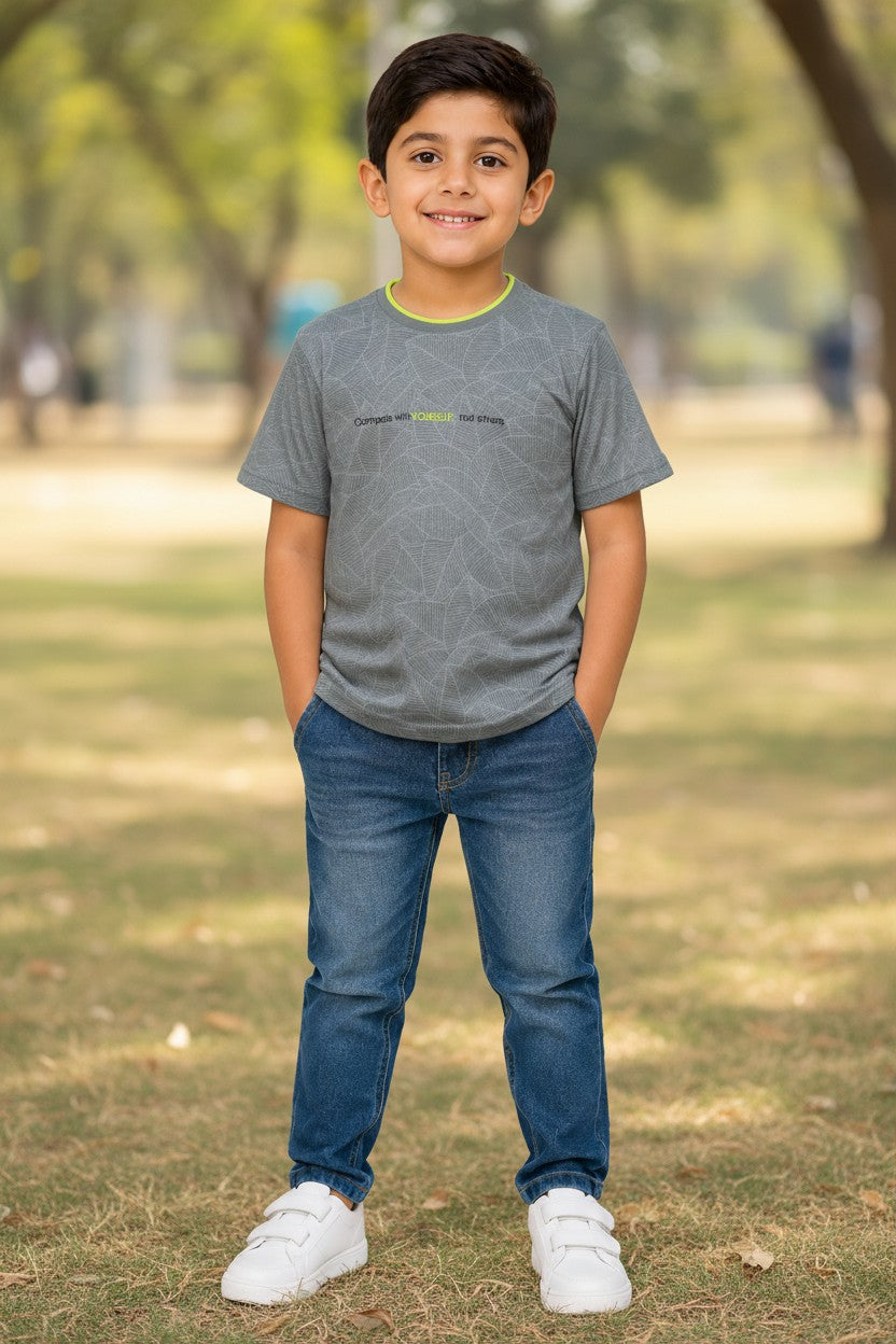 Doreme boys feather T-shirt in grey