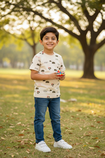 Doreme boys all over print T-shirt in oat