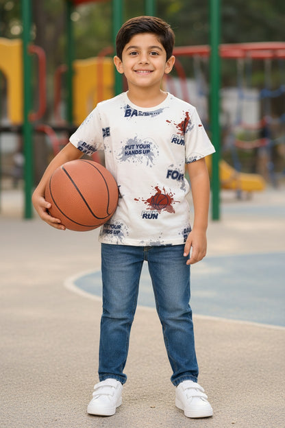 Doreme boys all over print T-shirt in smoke