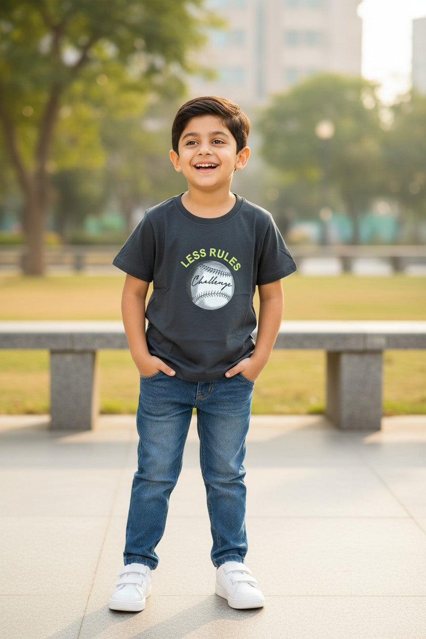 Doreme boys stretch printed T-shirt in graphite