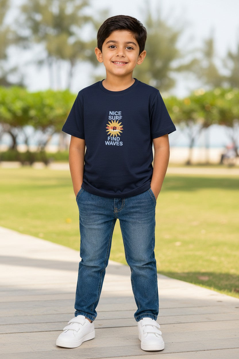Doreme boys stretch printed T-shirt in navy