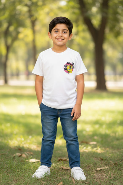 Doreme boys stretch printed T-shirt in off white