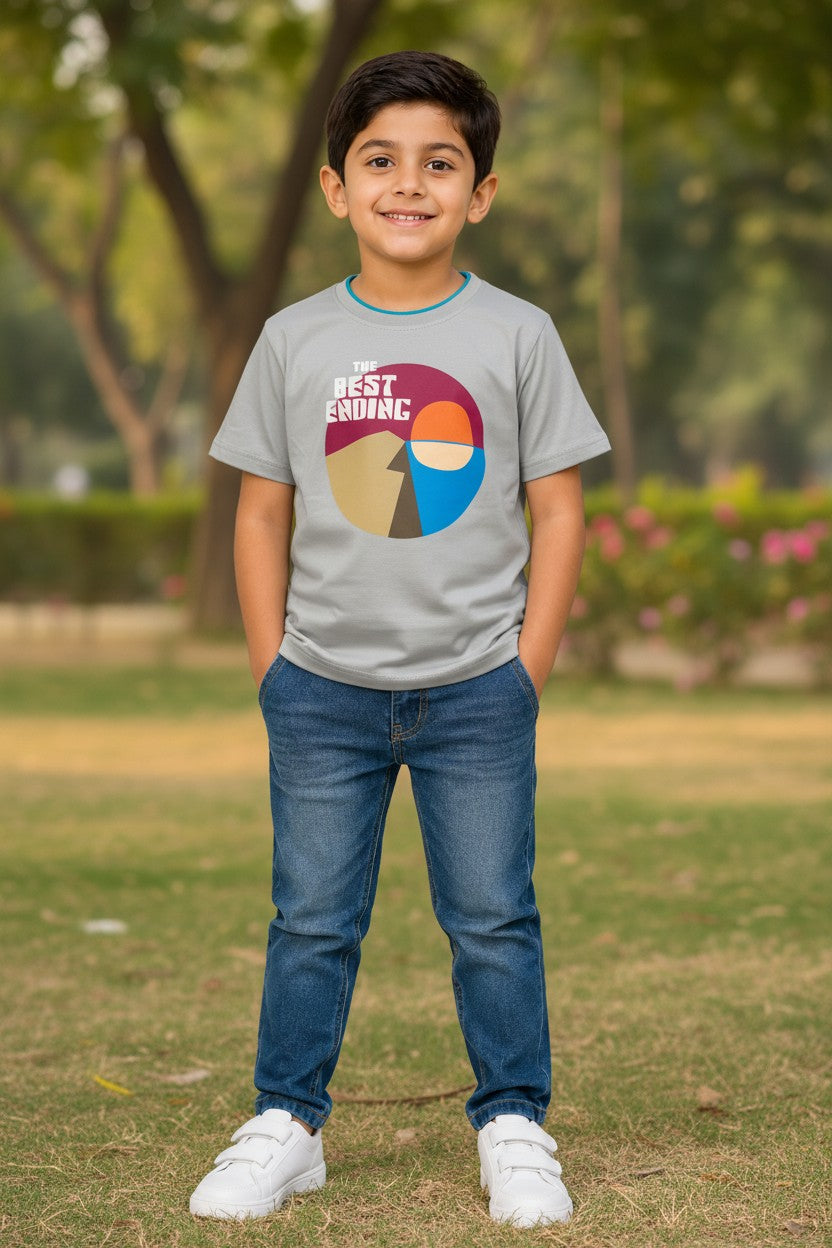 Doreme boys stretch printed T-shirt in smoke