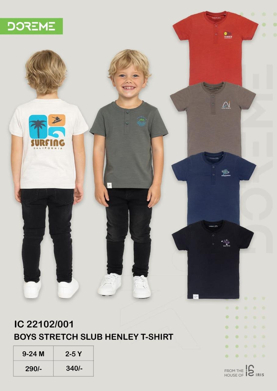 Doreme design 22102001 boys stretch slub henley T-shirt brand catalogue sheet