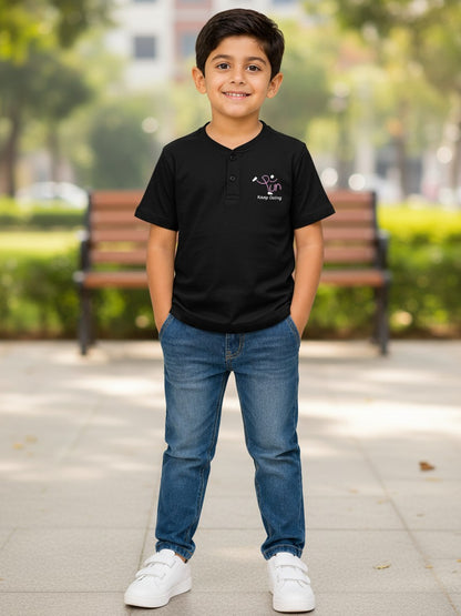 Doreme boys stretch slub henley T-shirt in black