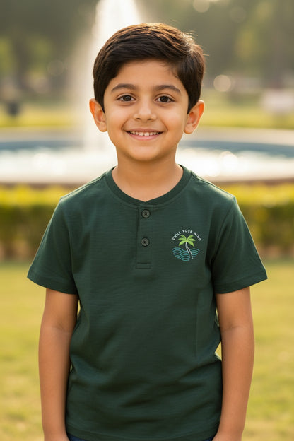 Doreme boys stretch slub henley T-shirt in green