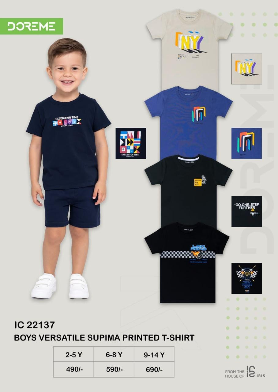 Doreme design 22137 boys Supima printed T-shirt brand catalogue sheet