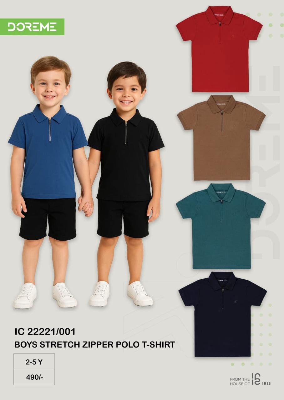 Doreme design 22221001 boys stretch zipper polo T-shirt brand catalogue sheet