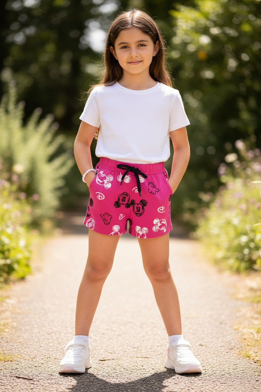 Tomato girls character motif print shorts in Pink