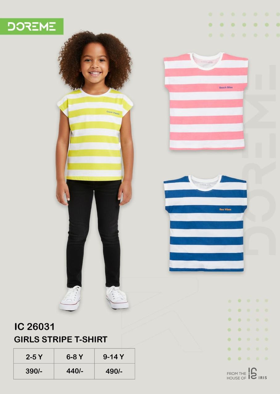 Doreme Girls Stripe T-Shirt 26031 size and colour reference