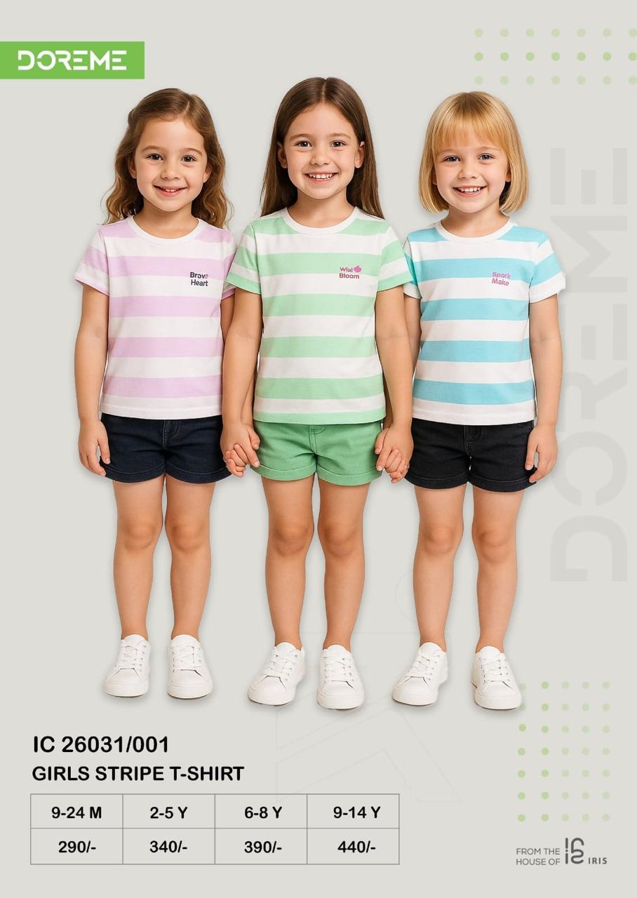 Doreme Girls Stripe T-Shirt 26031001 size and colour reference