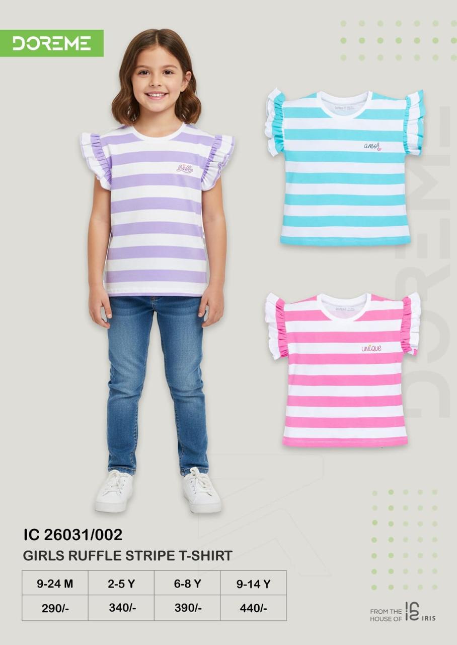 Doreme Girls Ruffle Stripe T-Shirt 26031002 size and colour reference