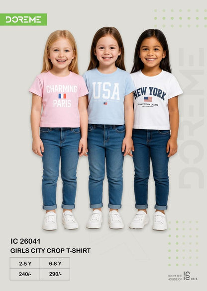 Doreme Girls City Graphic Crop T-Shirt