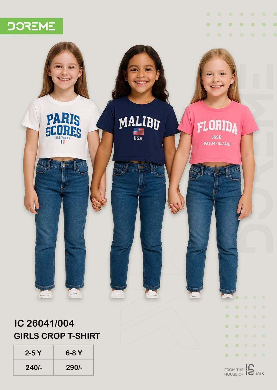 Doreme Girls Destination Print Crop T-Shirt