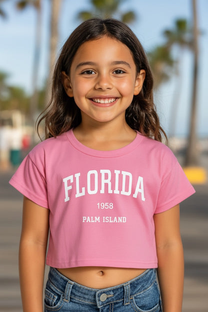 Doreme Girls Destination Print Crop T-Shirt