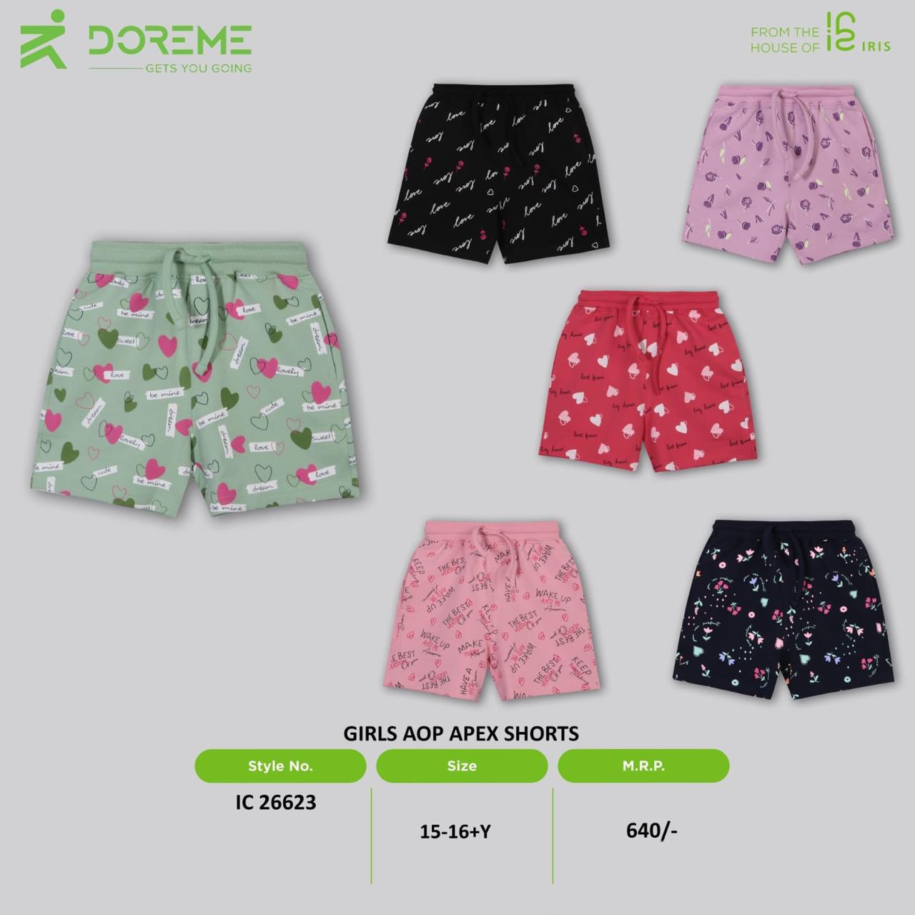 Doreme Girls All Over Print Apex Shorts