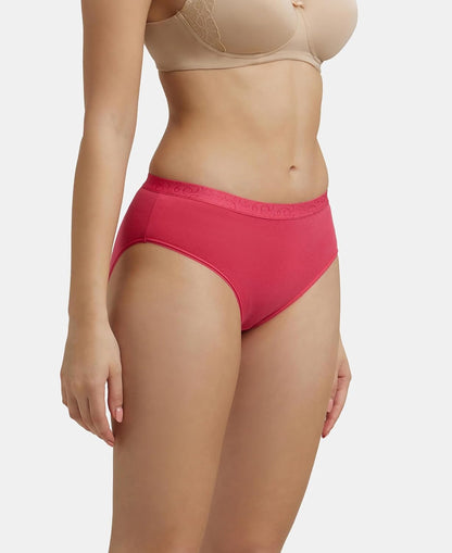 Side view of a Jockey women's pink stretch cotton hipster panty