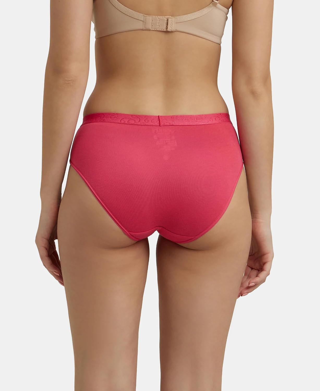 Back view of a Jockey women's pink stretch cotton hipster panty