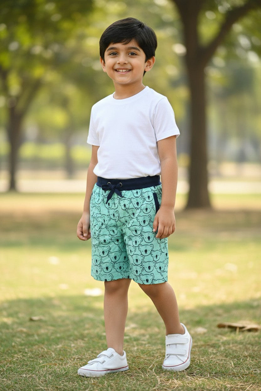 Lemon & Sugar boys mint all-over print casual shorts