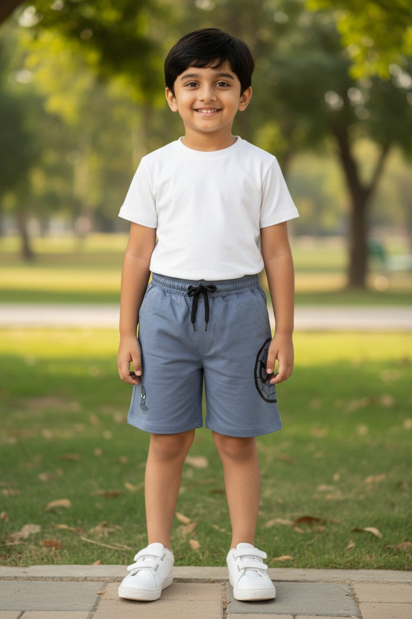Tomato boys circle graphic print shorts in Grey