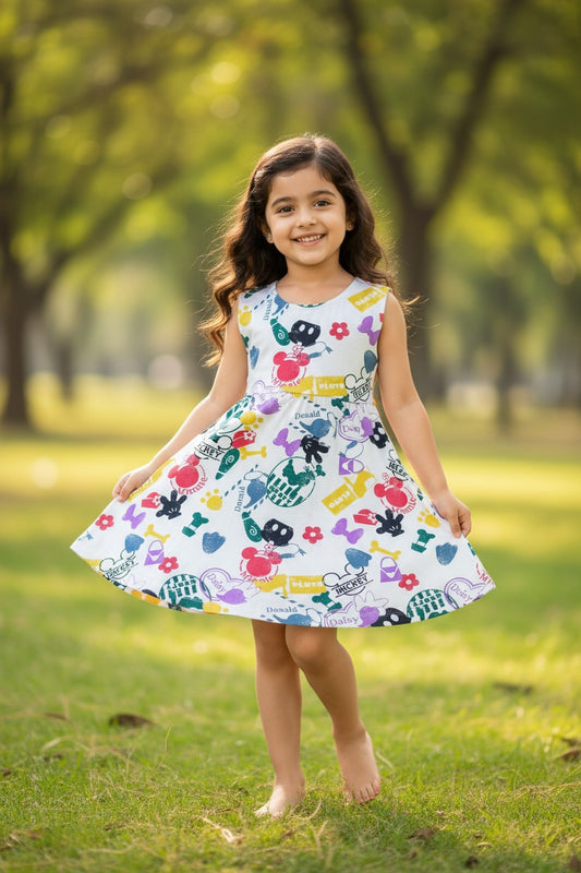 Doreme Disney Girls Printed A-Line Kids Dress Daisy - 30501