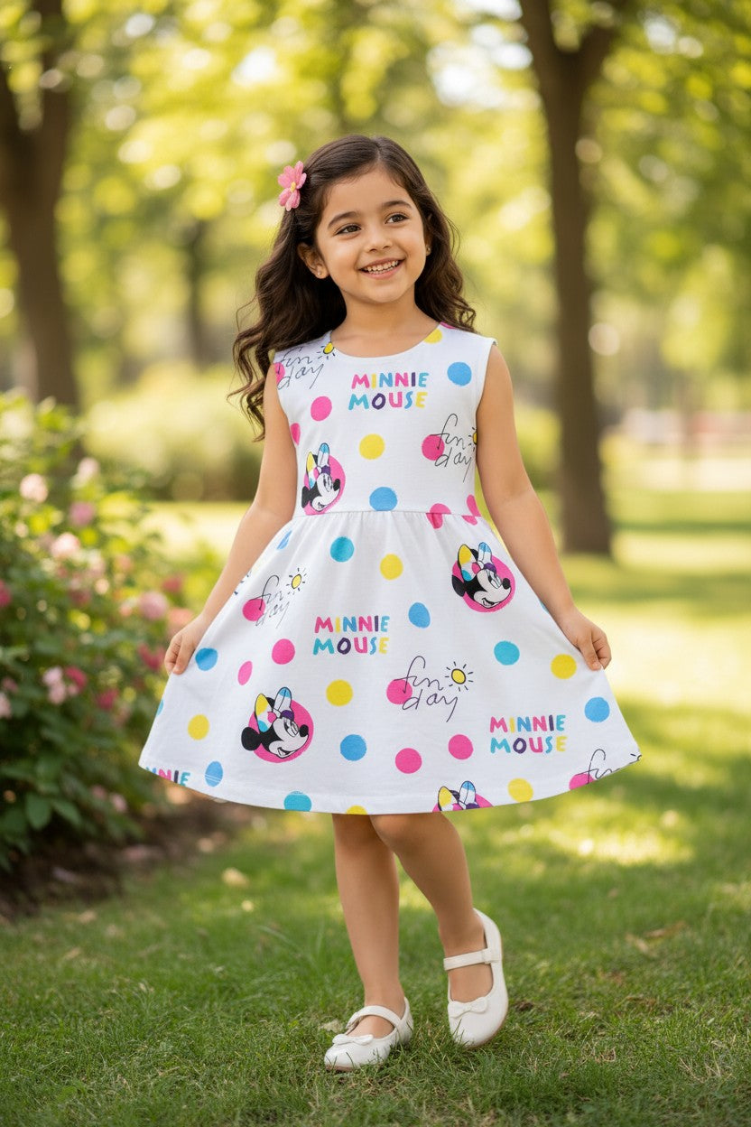 Doreme Disney Girls Printed A-Line Kids Dress Minnie Mouse - 30501