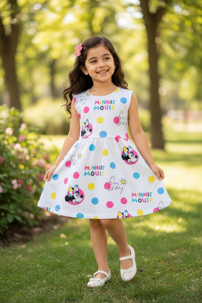 Doreme Disney Girls Printed A-Line Kids Dress Minnie Mouse - 30501