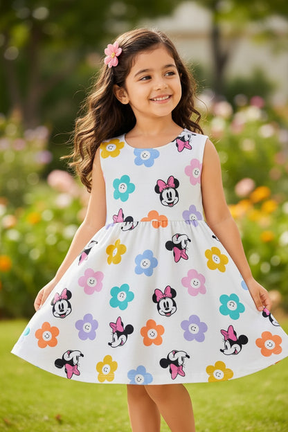 Doreme Disney Girls Printed A-Line Kids Dress Sunflower - 30501