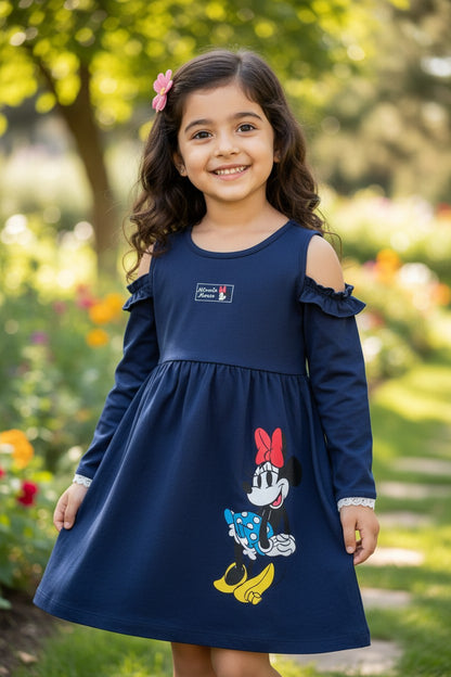 Doreme Disney Minnie Long Sleeve Girls Dress Blue - 30531A
