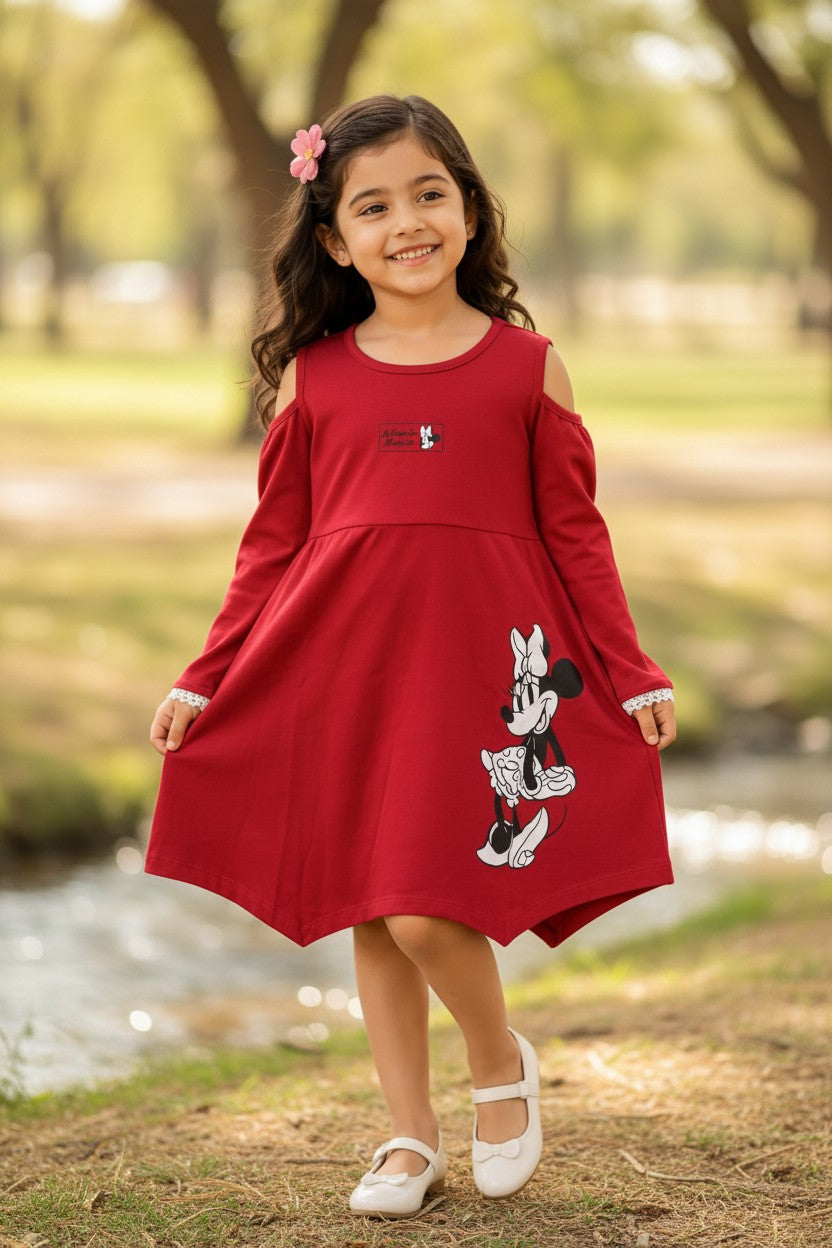 Doreme Disney Minnie Long Sleeve Girls Dress Red - 30531A