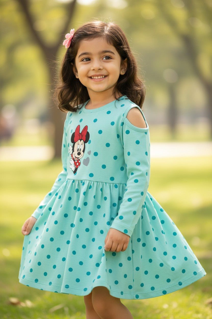 Doreme Disney Minnie Polka Dot Girls Dress Sea Green - 30533A